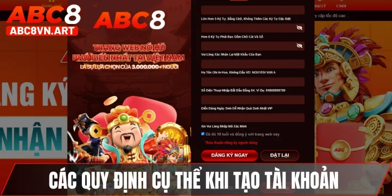 Các quy định cụ thể khi tạo tài khoản Các quy định cụ thể khi tạo tài khoản