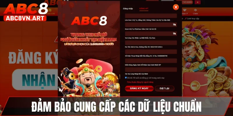 Đảm bảo cung cấp tất cả các dữ liệu chuẩn Đảm bảo cung cấp tất cả các dữ liệu chuẩn